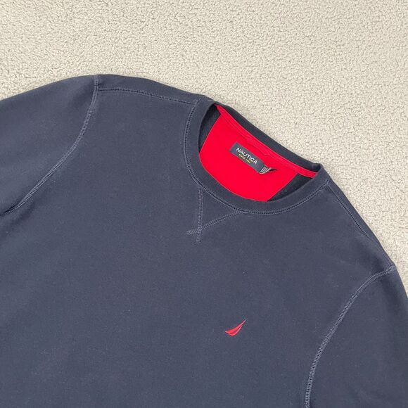 Nautica Sweatshirt Men L Navy Pullover Crewneck - Picture 2 of 9